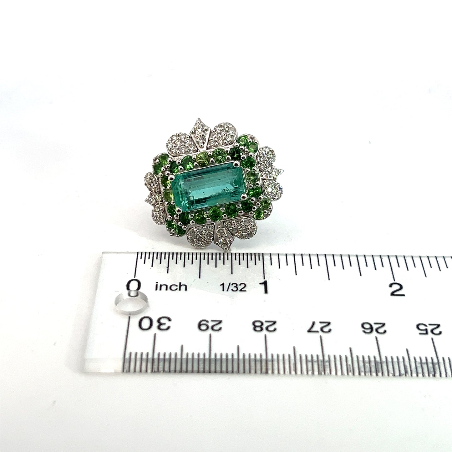 Natural Emerald Tsavorite Diamond Ring 6.75 14k White Gold 9.22 TCW Certified $14,950 310658 - Certified Fine Jewelry