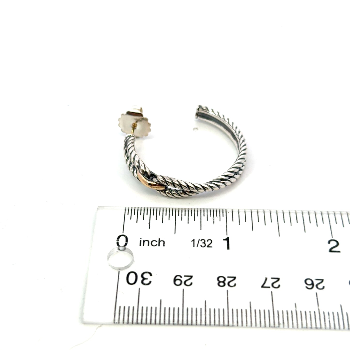 David Yurman Large Hoop Earrings 18 KT Gold + Silver Estate DY562