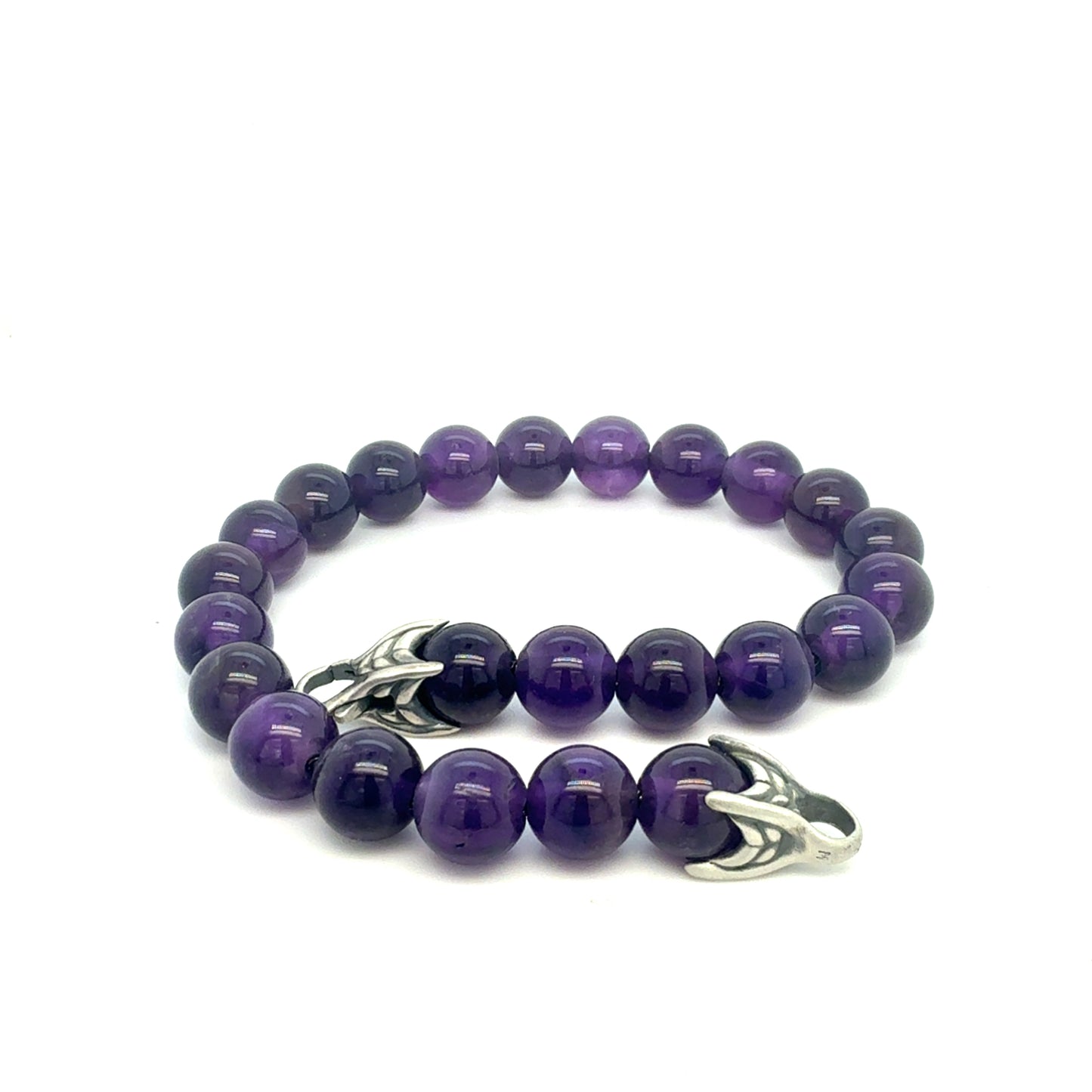 David Yurman Amethyst Spiritual Beads Bracelet 8" 8 mm Silver Estate DY768