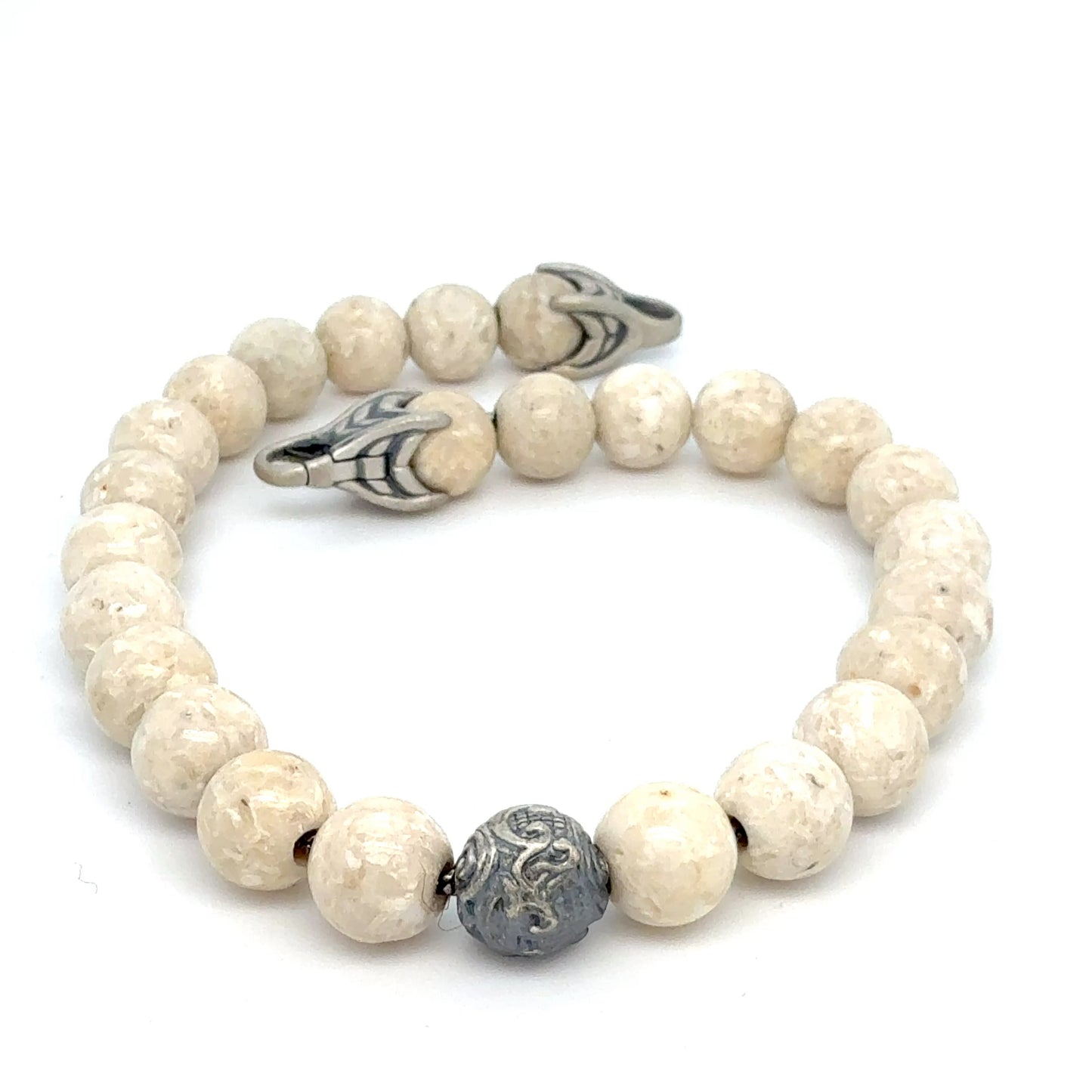 David Yurman River Stone Spiritual Beads Bracelet 8.5" 8 mm Silver Estate DY767