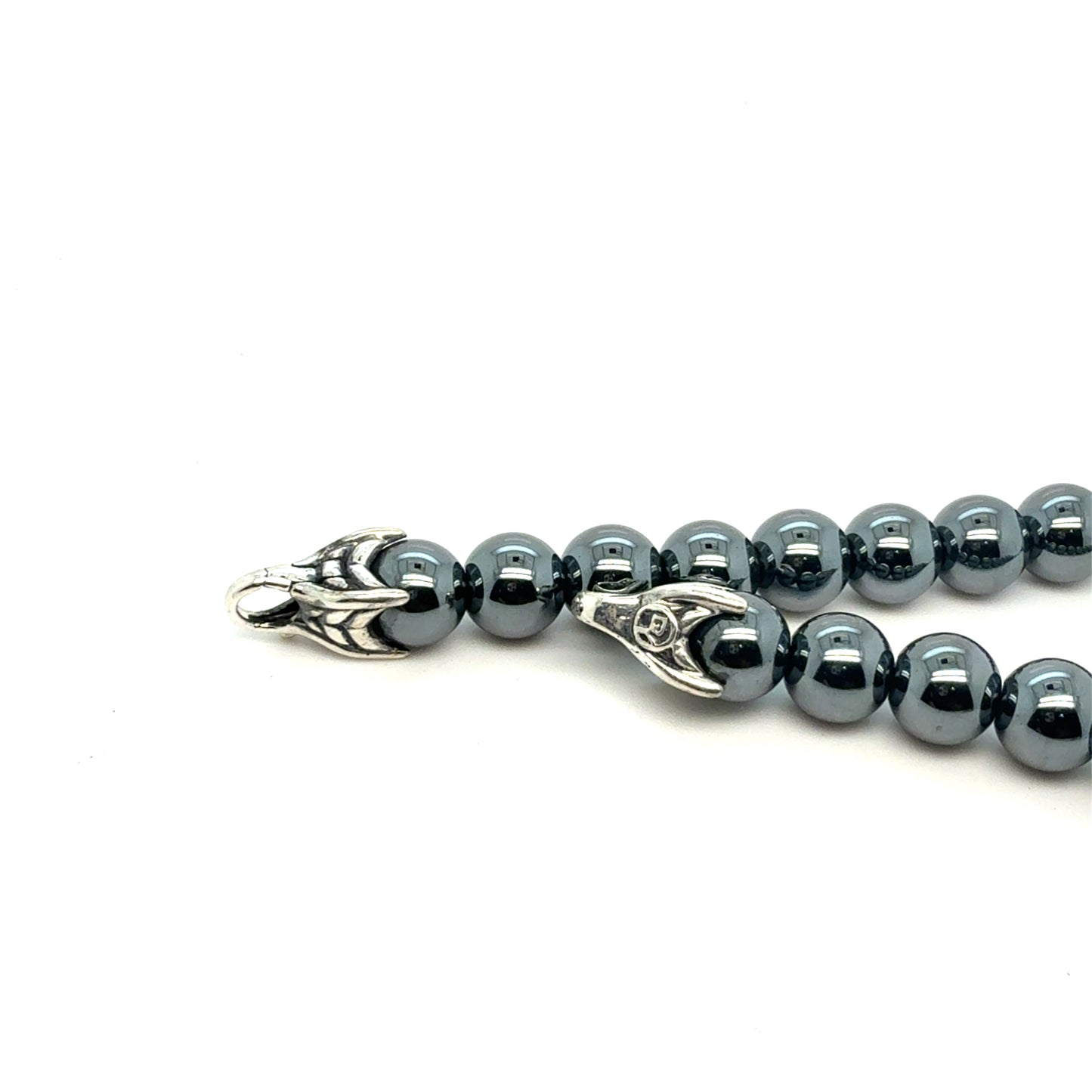 David Yurman Hematite Spiritual Beads Bracelet 8" 8 mm Silver Estate DY761