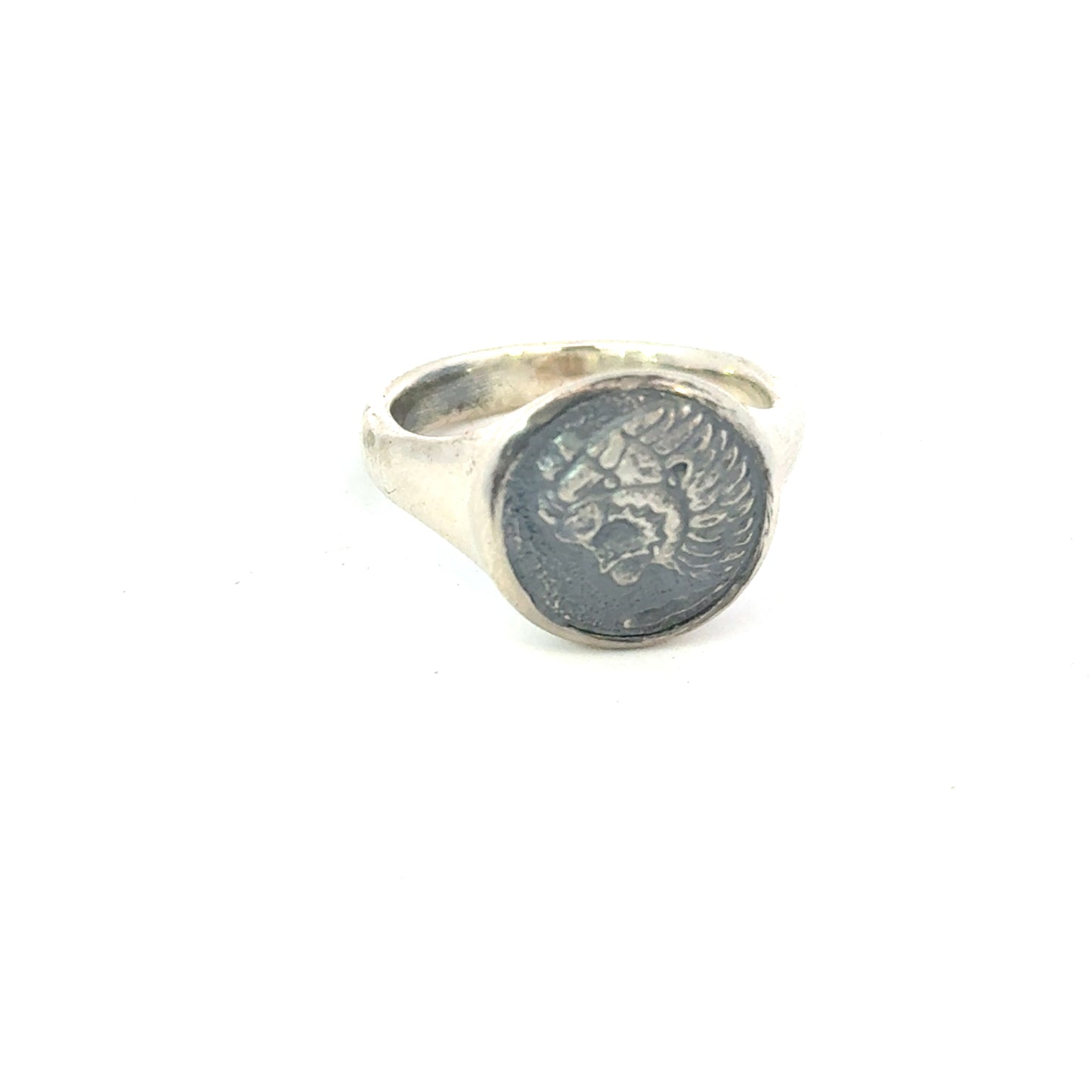 David Yurman Mens Lion Signet Ring Size 8 Sterling Silver Estate DY598