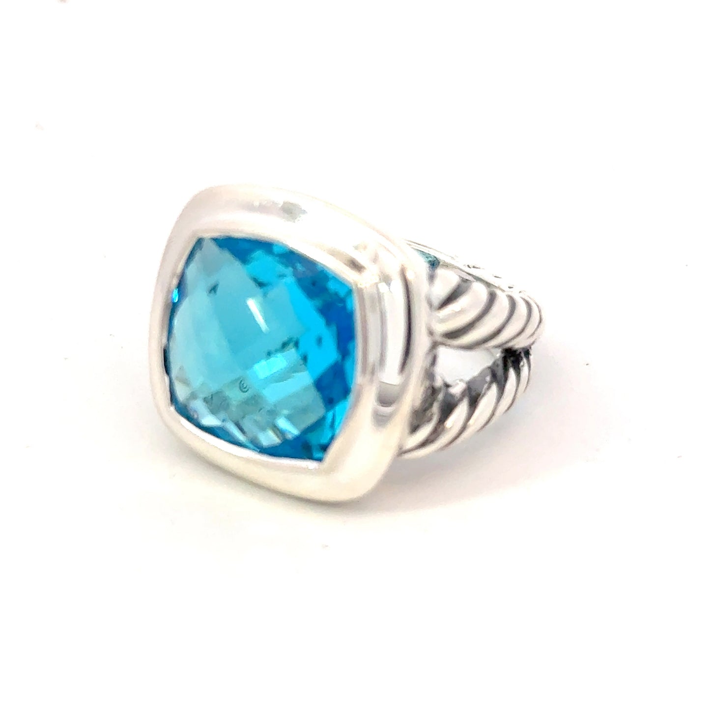 David Yurman Blue Topaz Ring Size 7 Sterling Silver Estate DY599