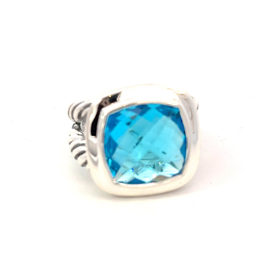 David Yurman Blue Topaz Ring Size 7 Sterling Silver Estate DY599