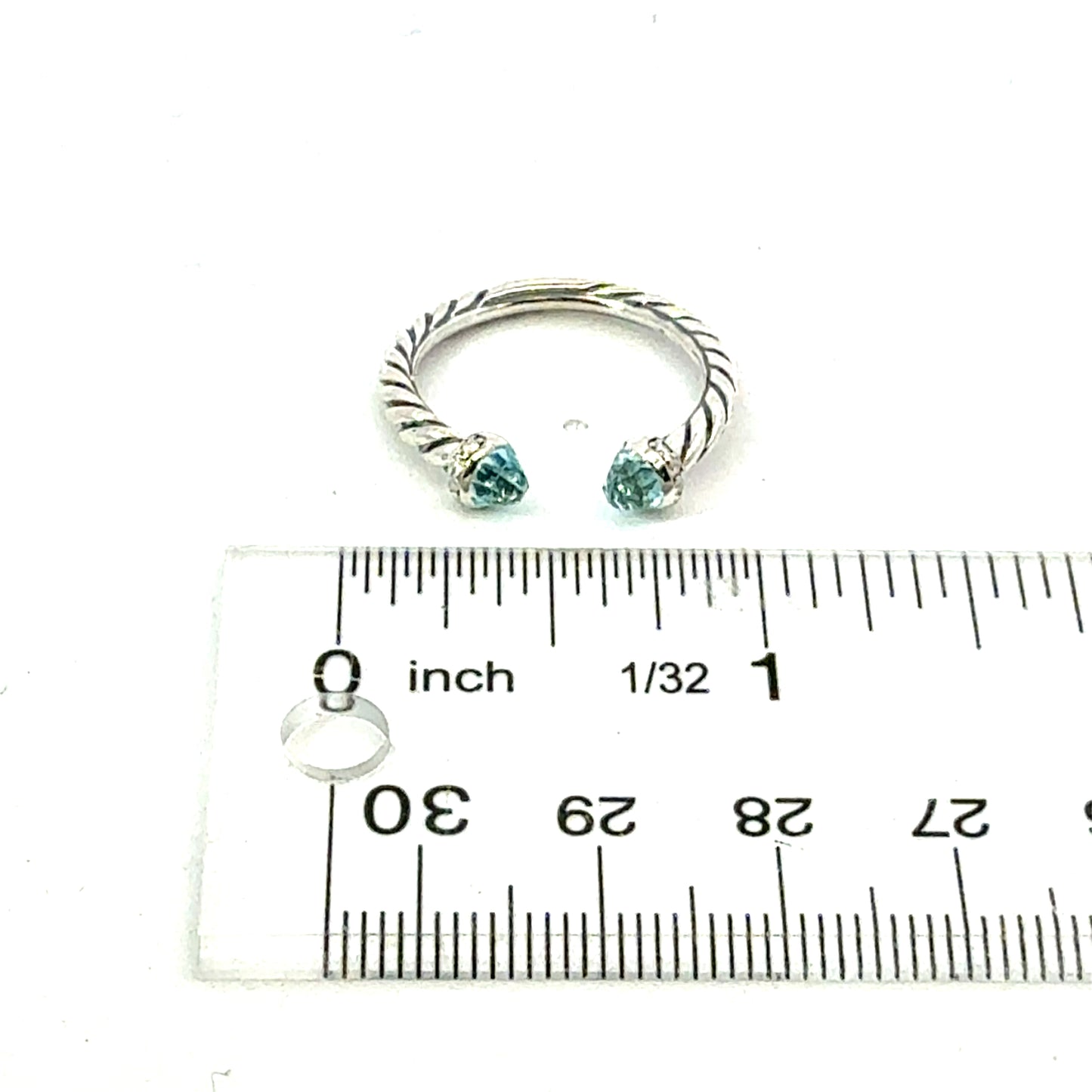 David Yurman Diamond Prasiolite Ring Size 8 Sterling Silver Estate DY600