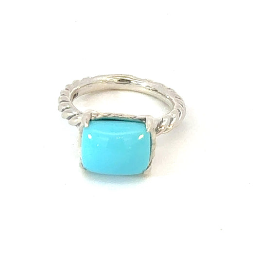 David Yurman Turquoise Ring Size 7 Sterling Silver Estate DY608