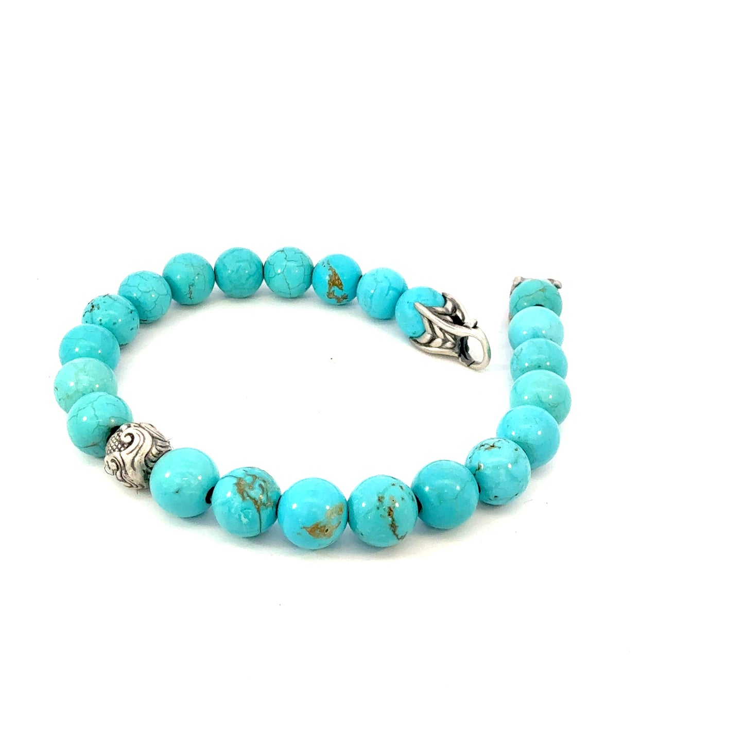 David Yurman Engraved Prayer Beads Bracelet 8" 8 mm Sterling Silver Estate DY718