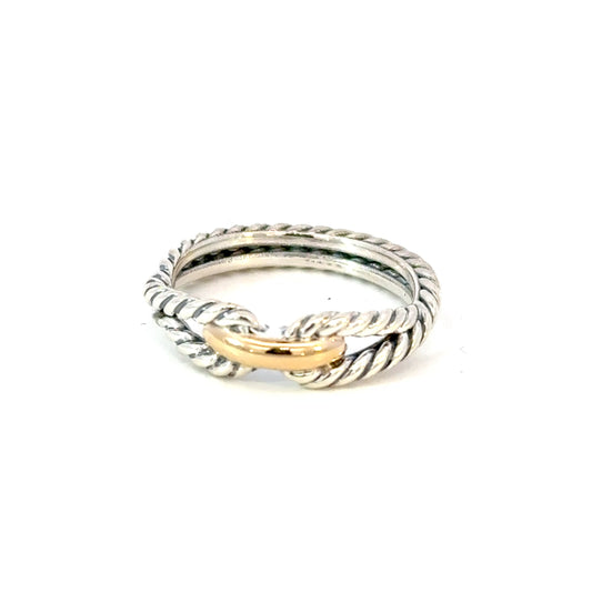David Yurman Ladies Ring Size 7, 18k Gold & Sterling Silver Estate DY625