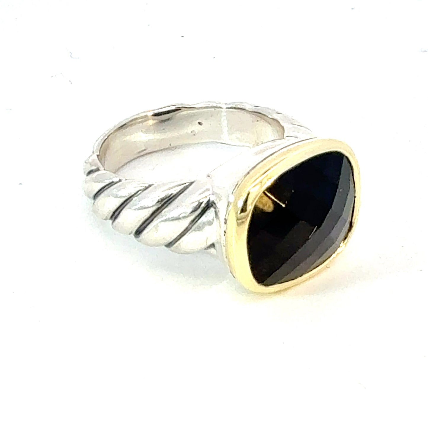 David Yurman Onyx Ring Size 7 18k Gold & Sterling Silver Estate DY626