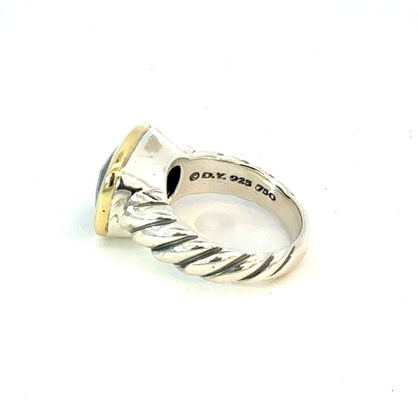 David Yurman Onyx Ring Size 7 18k Gold & Sterling Silver Estate DY626