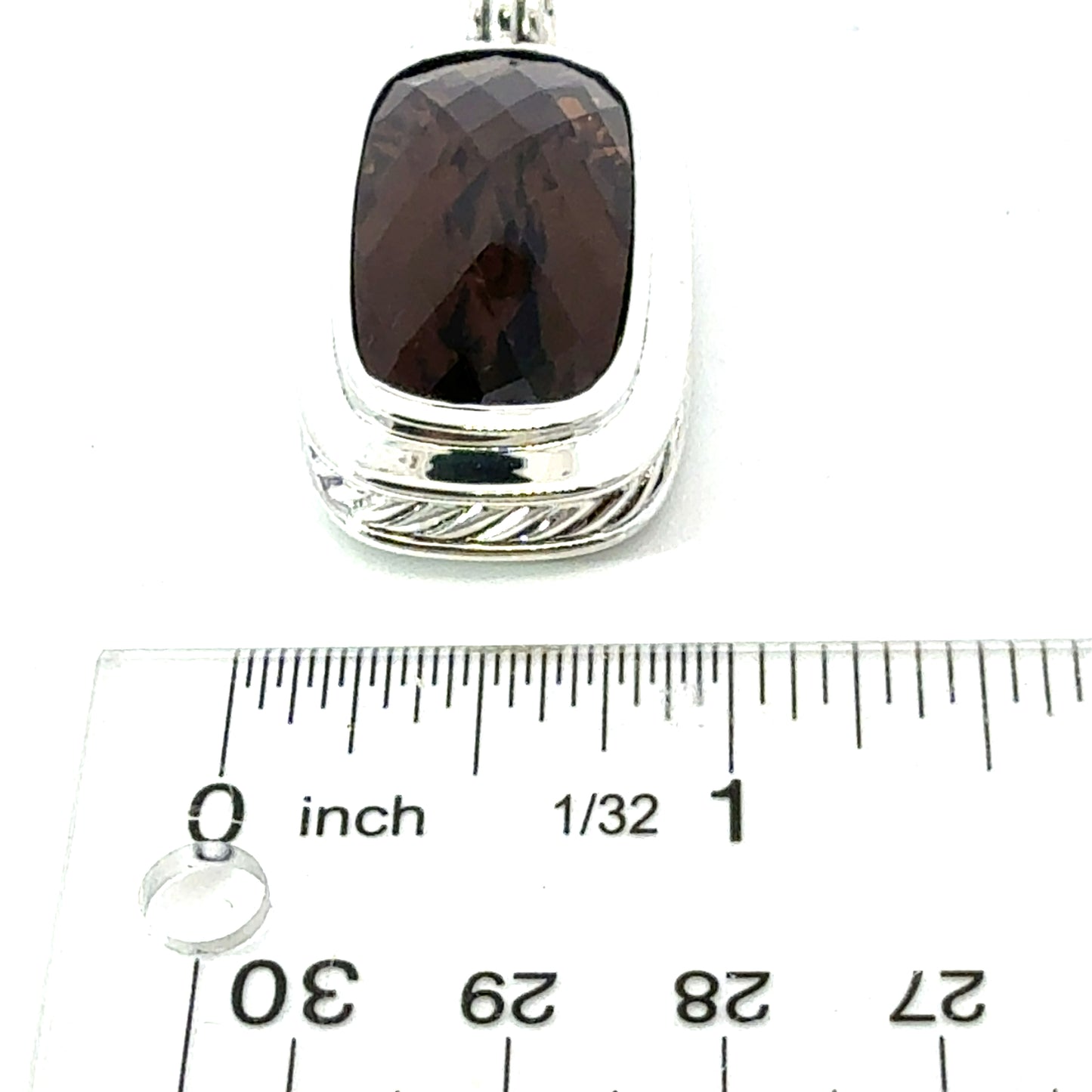 David Yurman Large Smokey Topaz Albion Pendant Sterling Silver Estate DY630