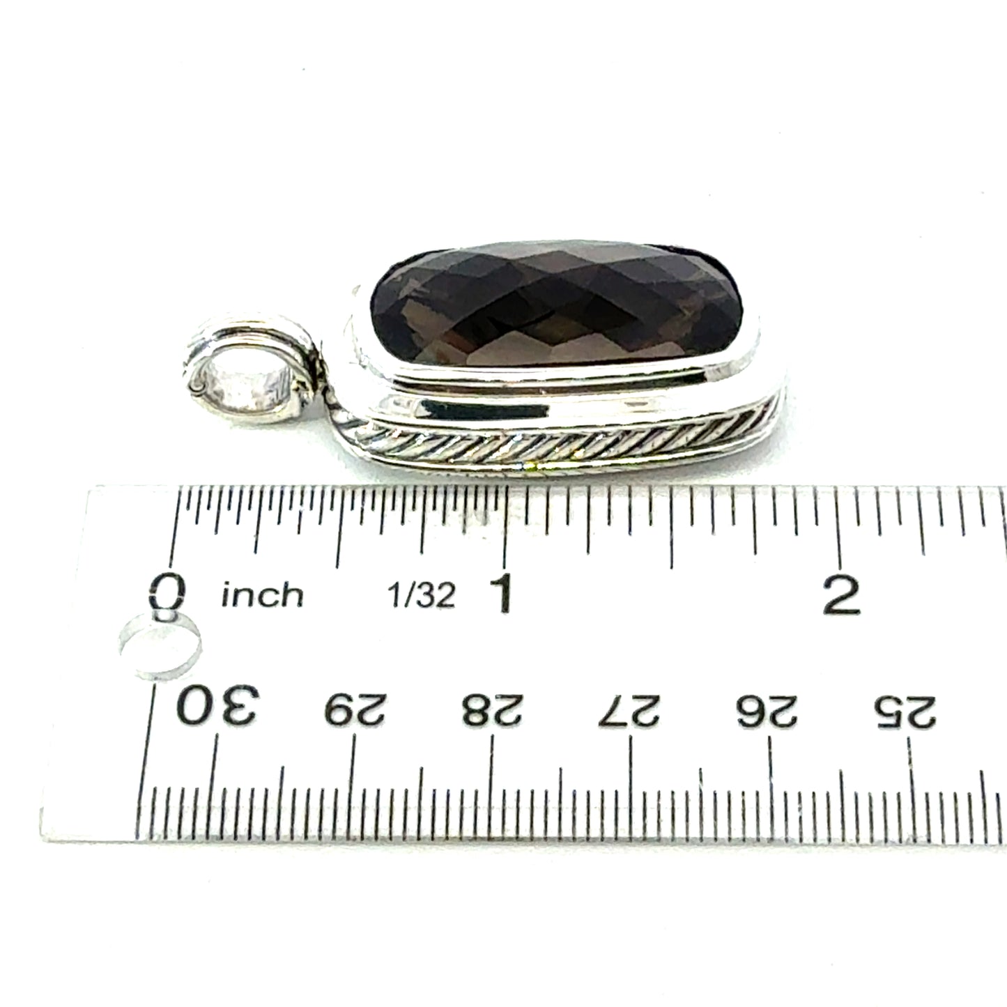 David Yurman Large Smokey Topaz Albion Pendant Sterling Silver Estate DY630