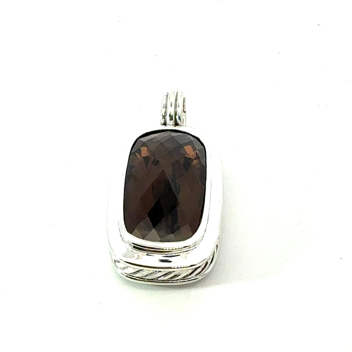 David Yurman Large Smokey Topaz Albion Pendant Sterling Silver Estate DY630