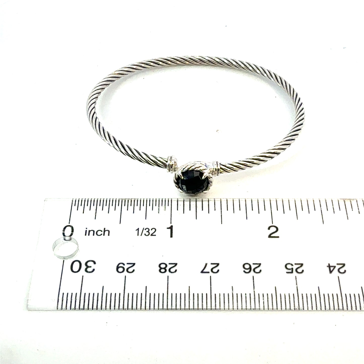 David Yurman Onyx Cuff Bracelet Size M 7.5" 3 mm Sterling Silver Estate DY640