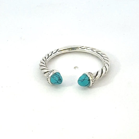 David Yurman Turquoise Diamond Ring Size 8 Sterling Silver Estate DY668