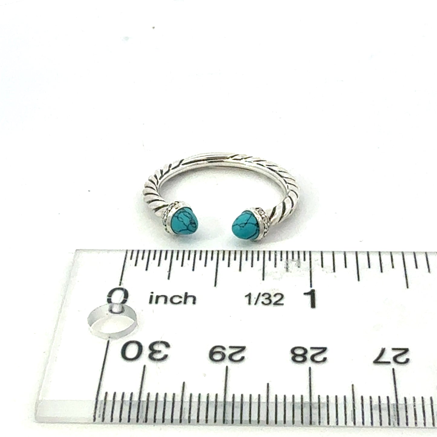 David Yurman Turquoise Diamond Ring Size 8 Sterling Silver Estate DY668