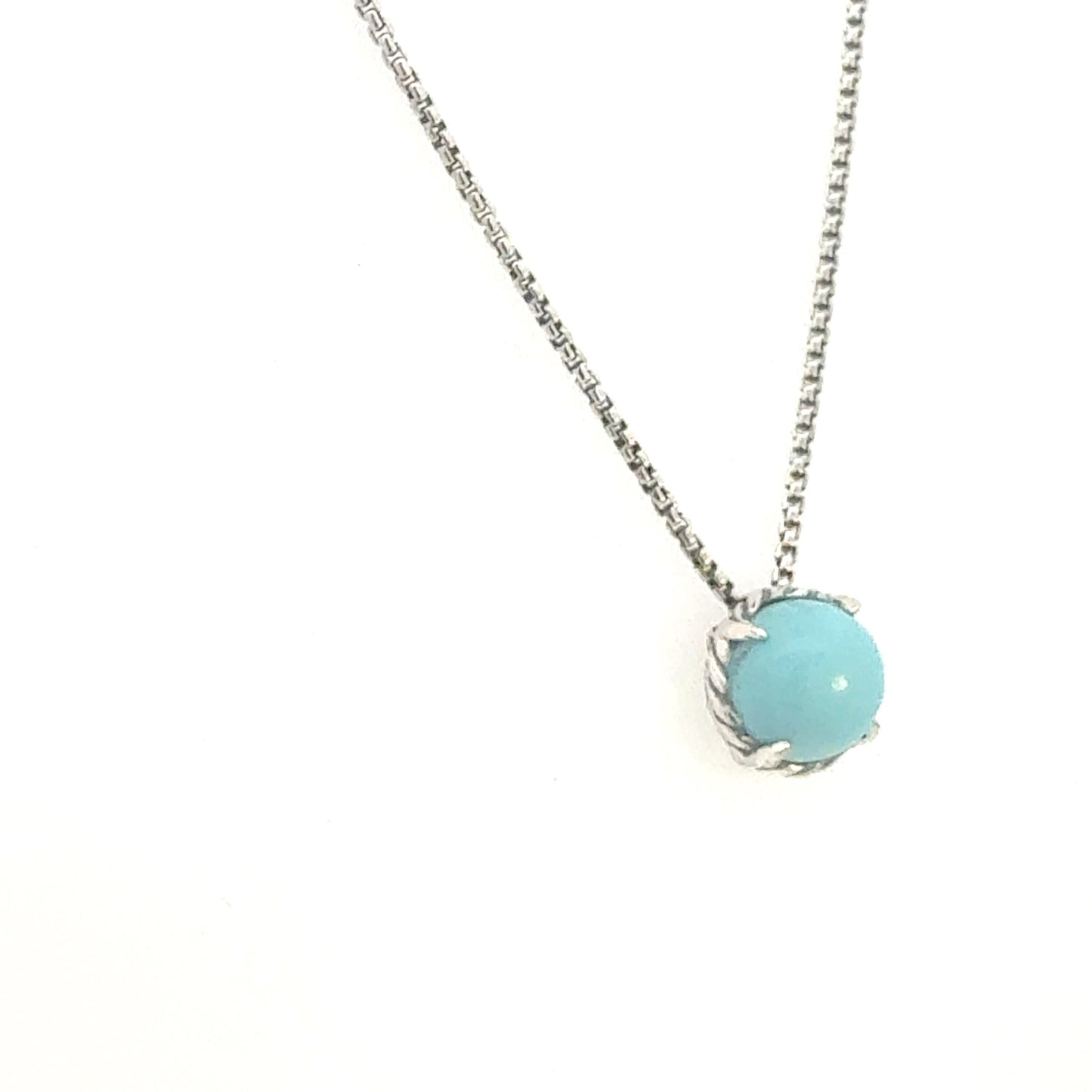 David Yurman Turquoise Pendant Necklace 17" Sterling Silver Estate DY689