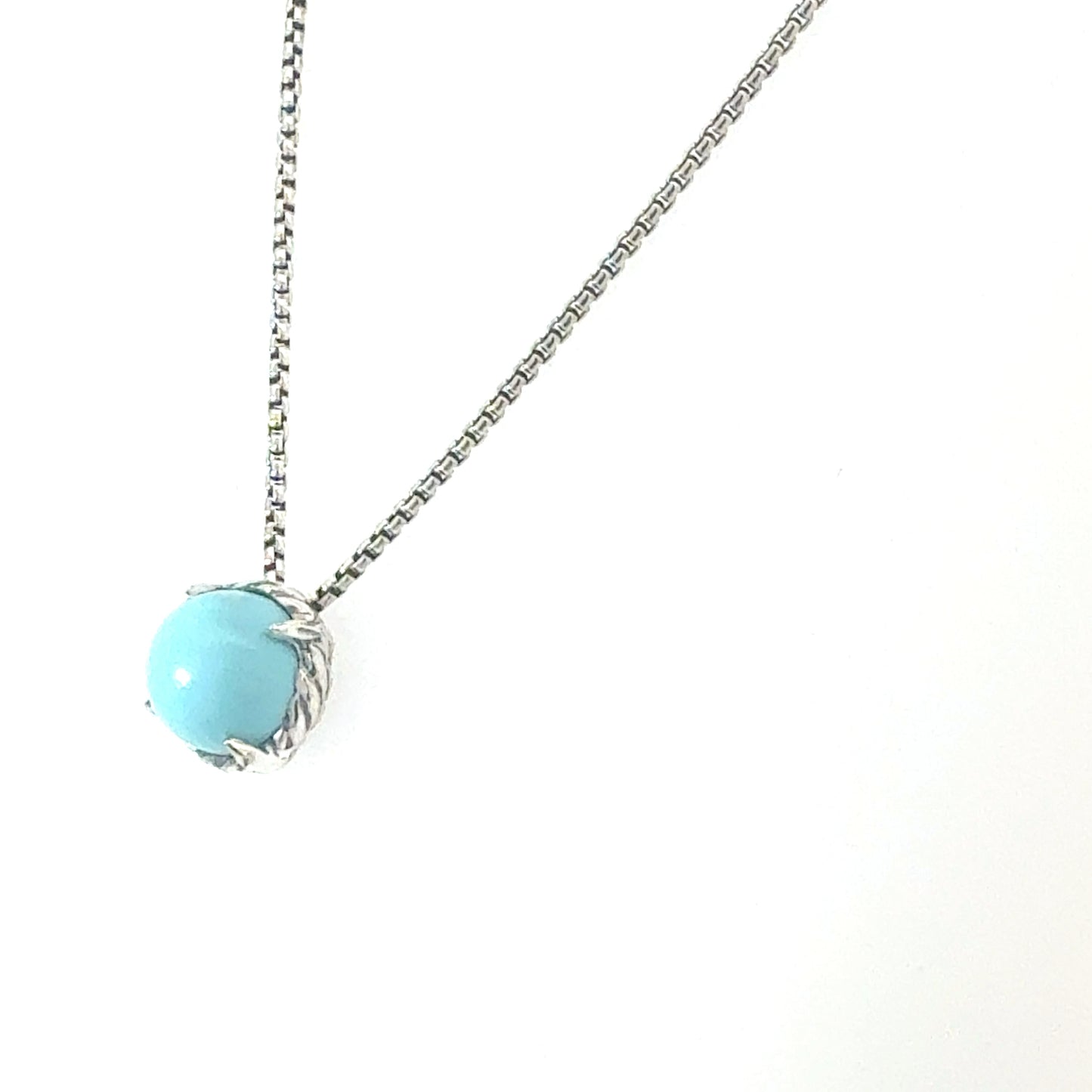 David Yurman Turquoise Pendant Necklace 17" Sterling Silver Estate DY689