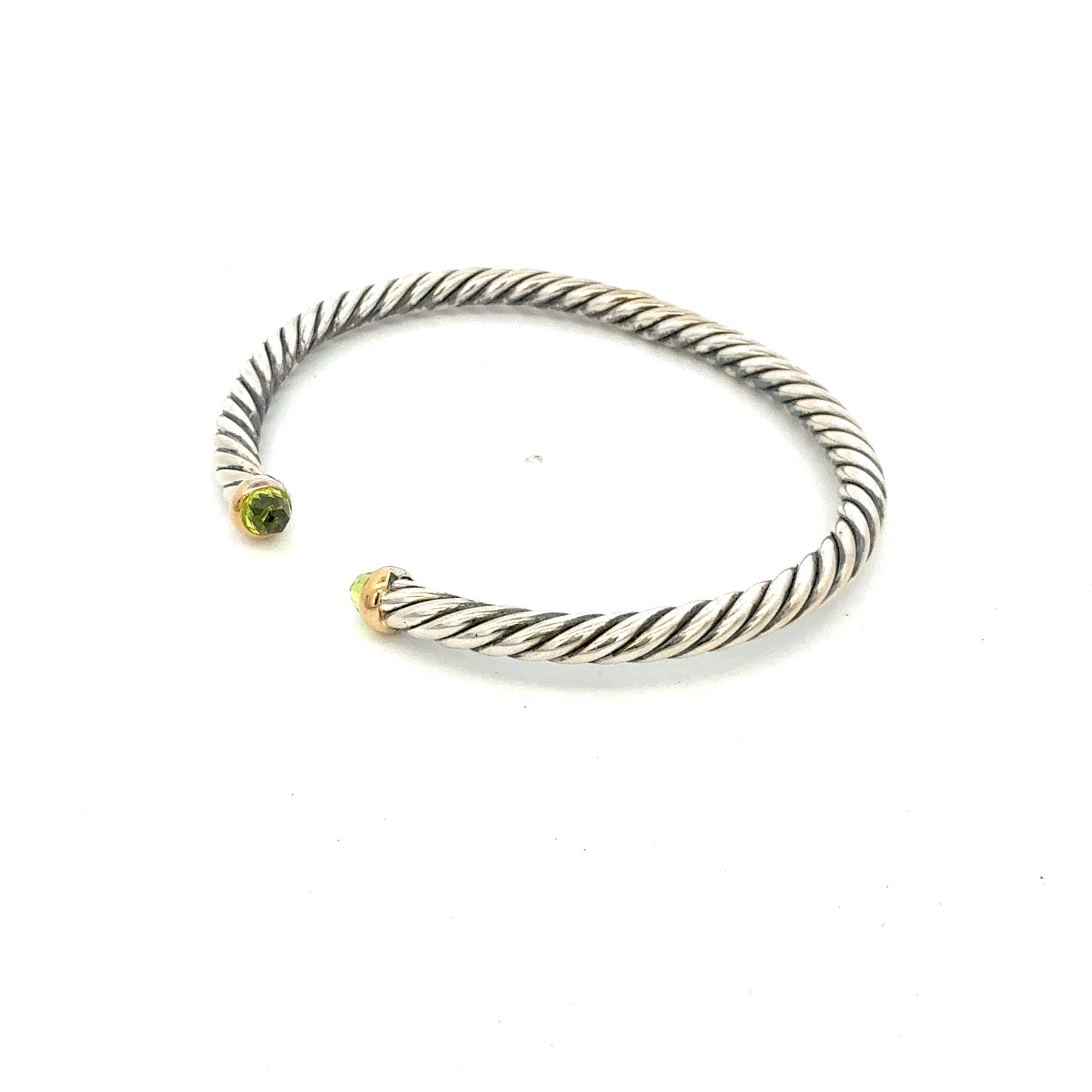 David Yurman Prasiolite Cable Cuff Bracelet Size M Gold & Silver Estate DY701