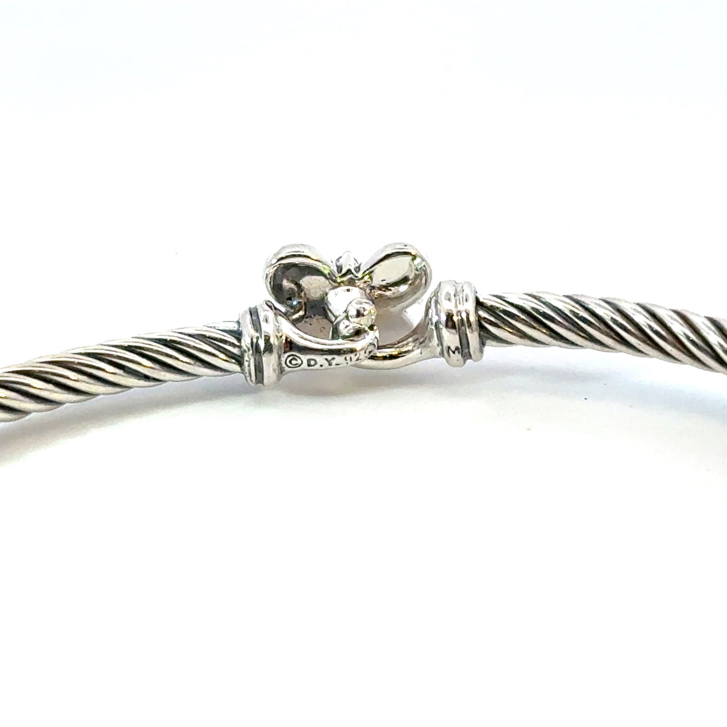 David Yurman Diamond Butterfly Cuff Bracelet Size M Sterling Silver Estate DY721