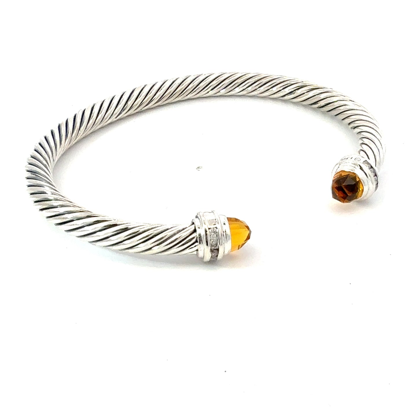 David Yurman Diamond Madeira Citrine Cuff Bracelet Size M 5 mm Silver Estate DY738