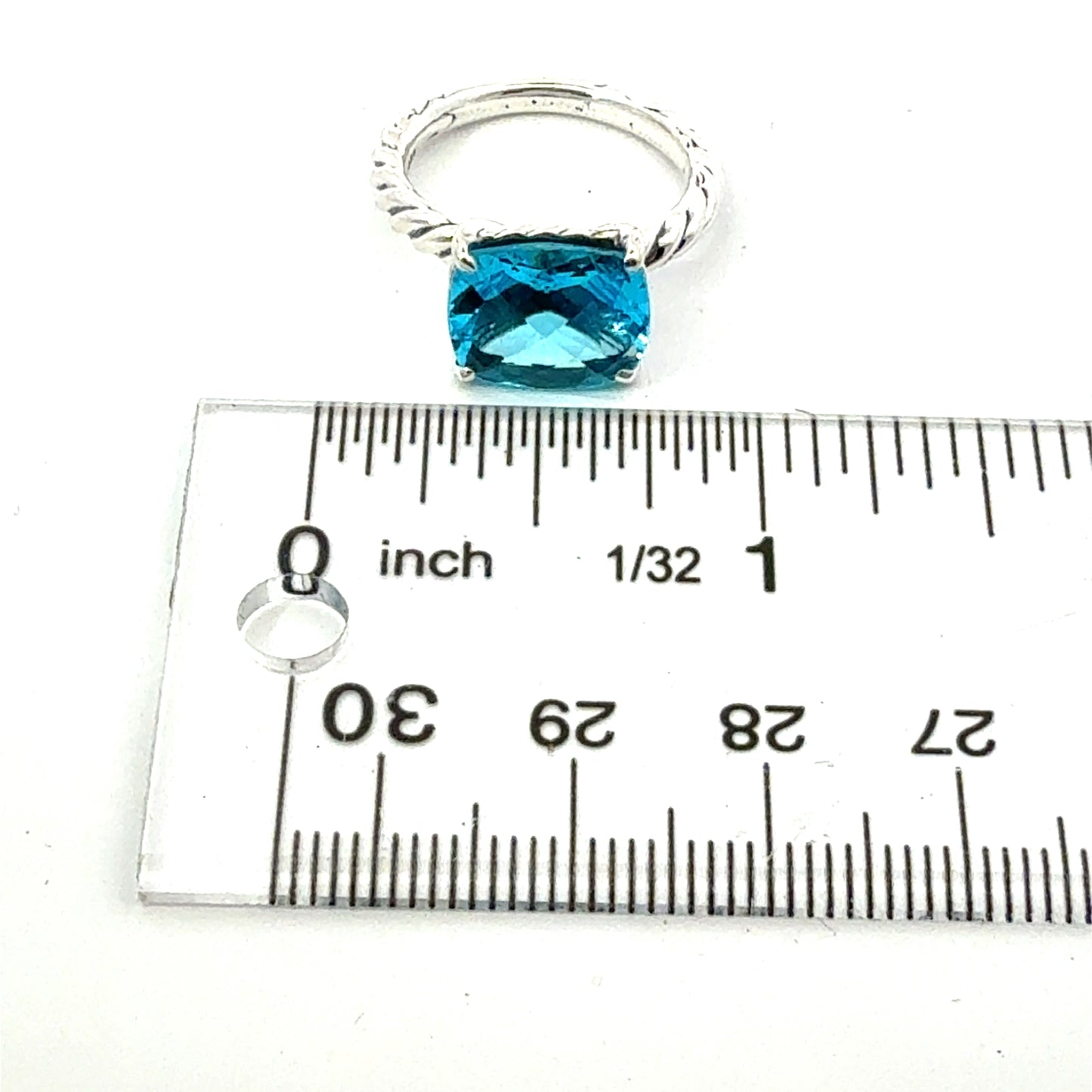 David Yurman Blue Topaz Ring Size 7 Silver Estate DY745