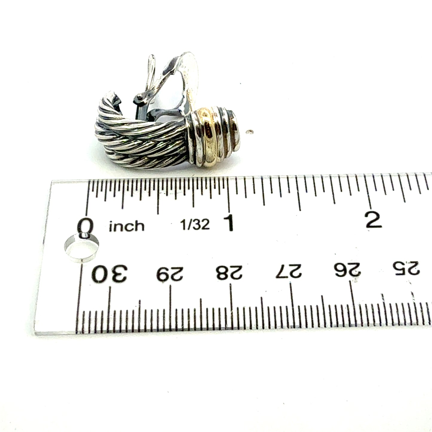 David Yurman Omega Back Earrings 14k Gold Sterling Silver Estate DY746