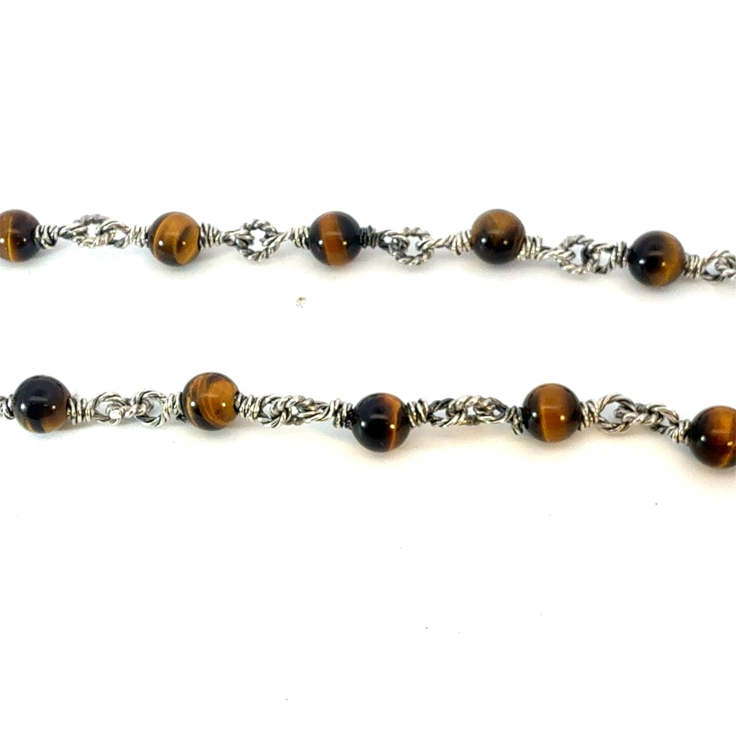 David Yurman Tiger Eye Necklace 21" Sterling Silver 6 mm Estate DY786