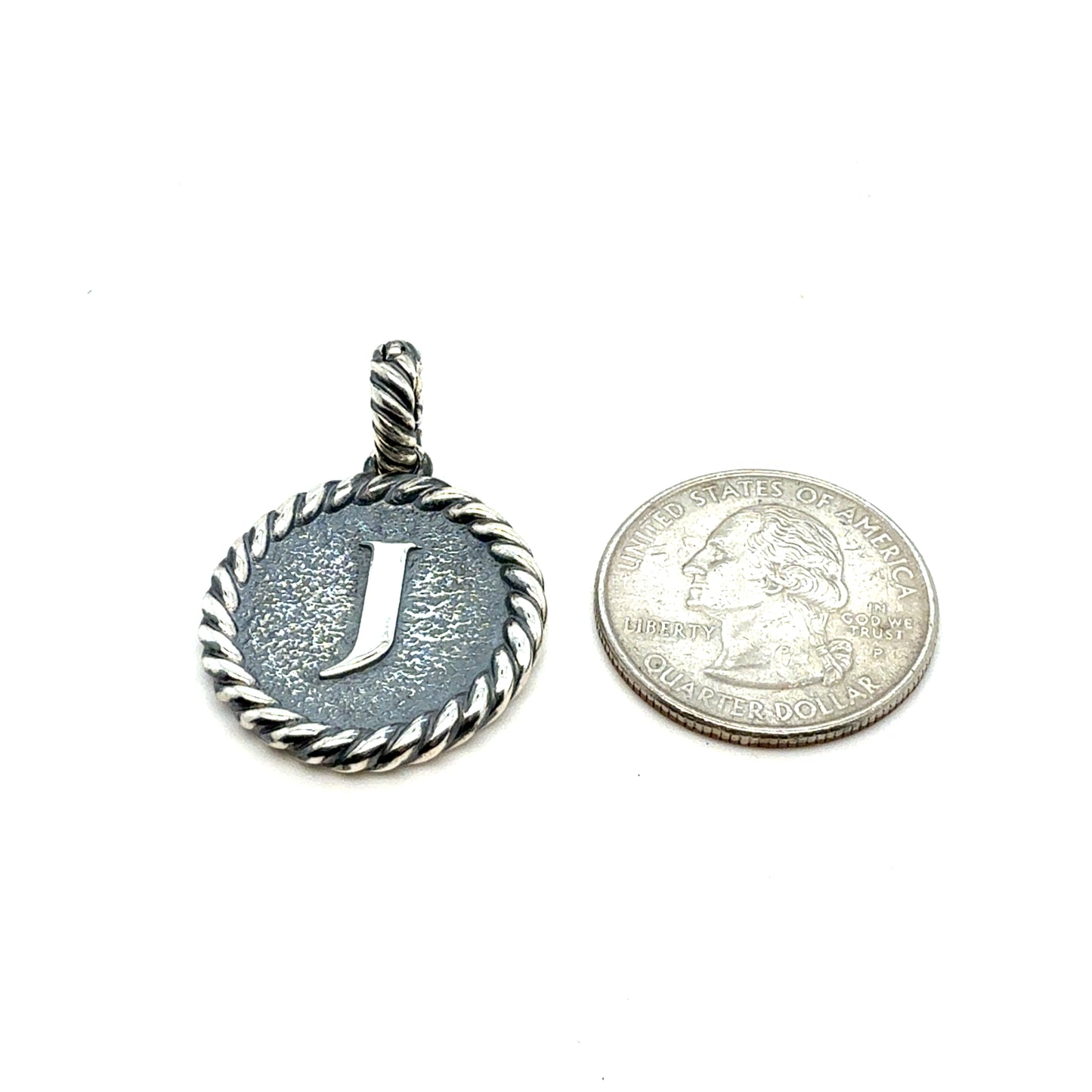 David Yurman Letter J Amulet Sterling Silver Estate DY810