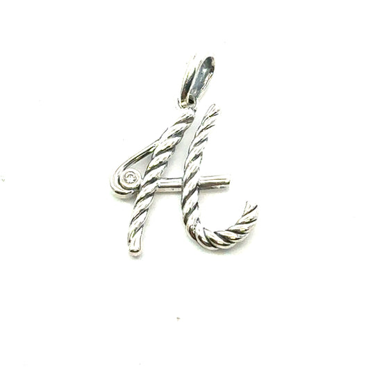 David Yurman Diamond "H" Alphabet Pendant Sterling Silver Estate DY664