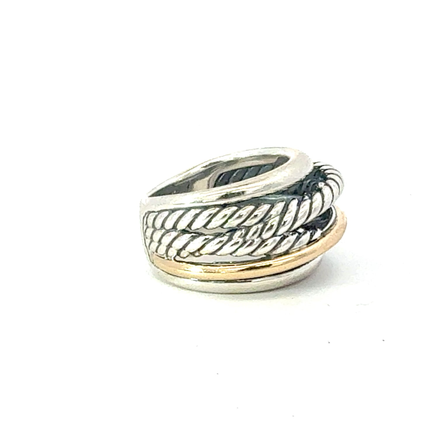 David Yurman 14k Gold & Sterling Silver Ring Size 6 Estate DY678