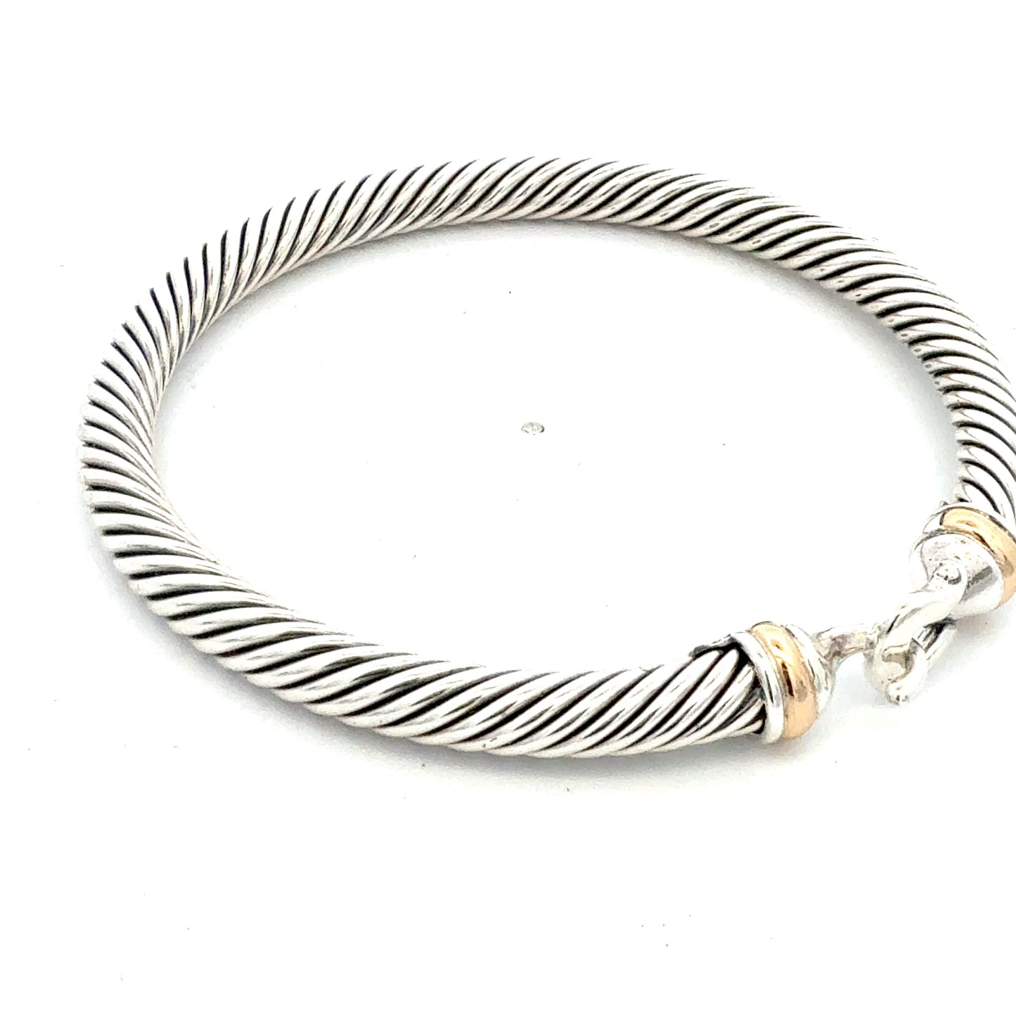 David Yurman Cuff Bracelet 7.5" 14k Gold Sterling Silver Estate DY793