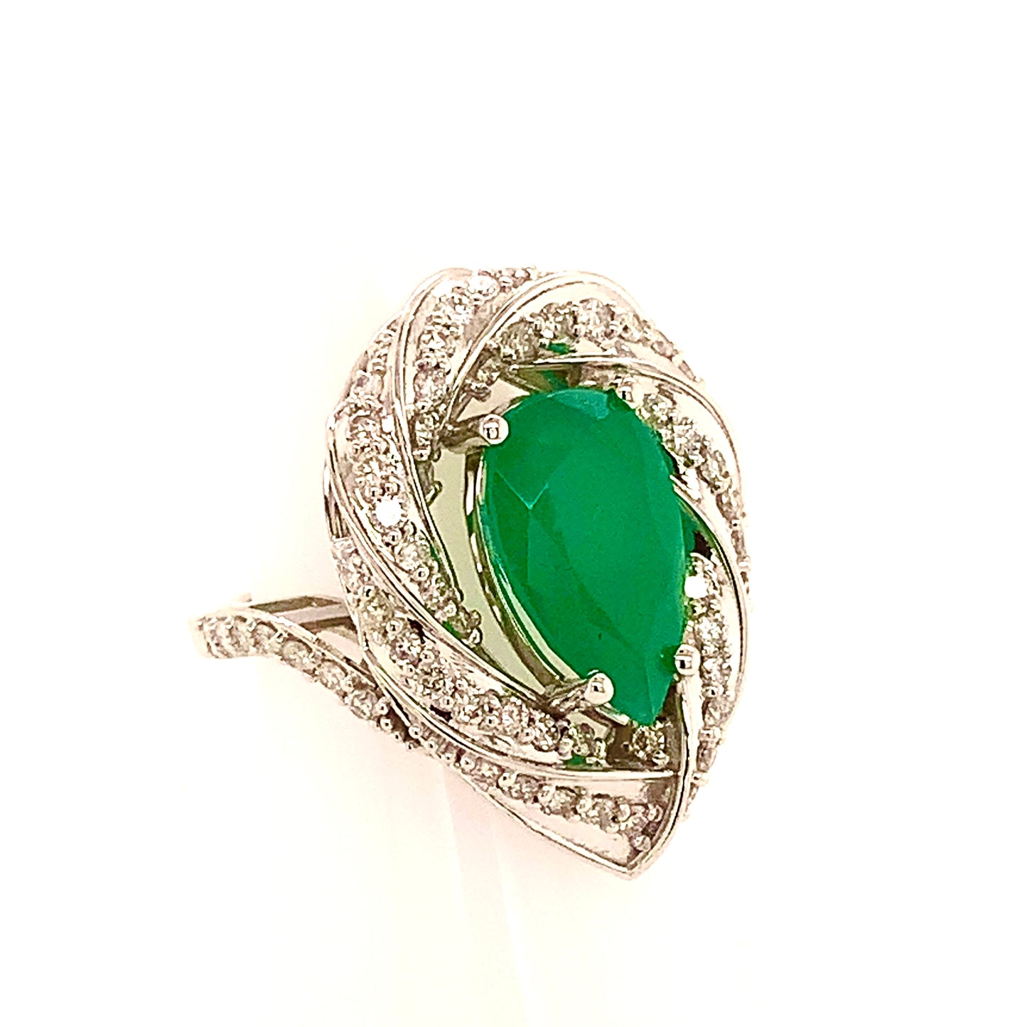 Natural Emerald Diamond Ring Size 6.75 14k Gold 6.1 TCW Certified $6,950 114425 - Certified Fine Jewelry