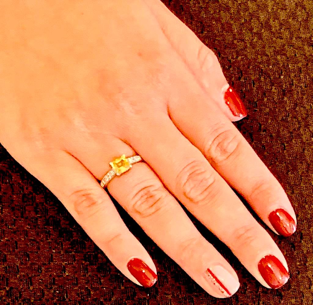 Diamond Yellow Sapphire Ring 14k Gold 1.66 tcw Women Certified $3,990 915184 - Certified Fine Jewelry