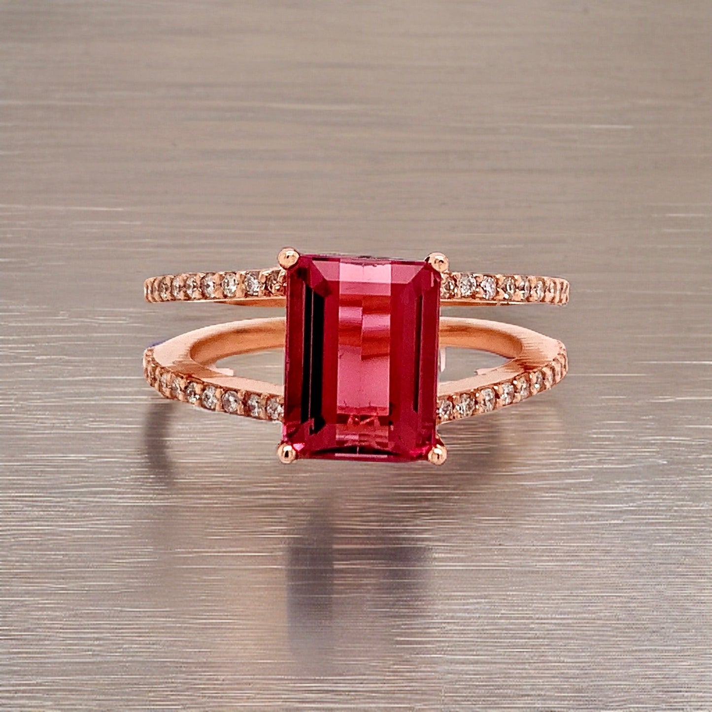 Natural Tourmaline Diamond Ring 14k RG 2.2 TCW Certified $4,950 112165 - Certified Fine Jewelry