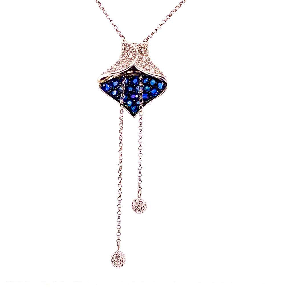 Diamond Sapphire Necklace 1.30 CTW Women Certified $3,950 822574 - Certified Fine Jewelry