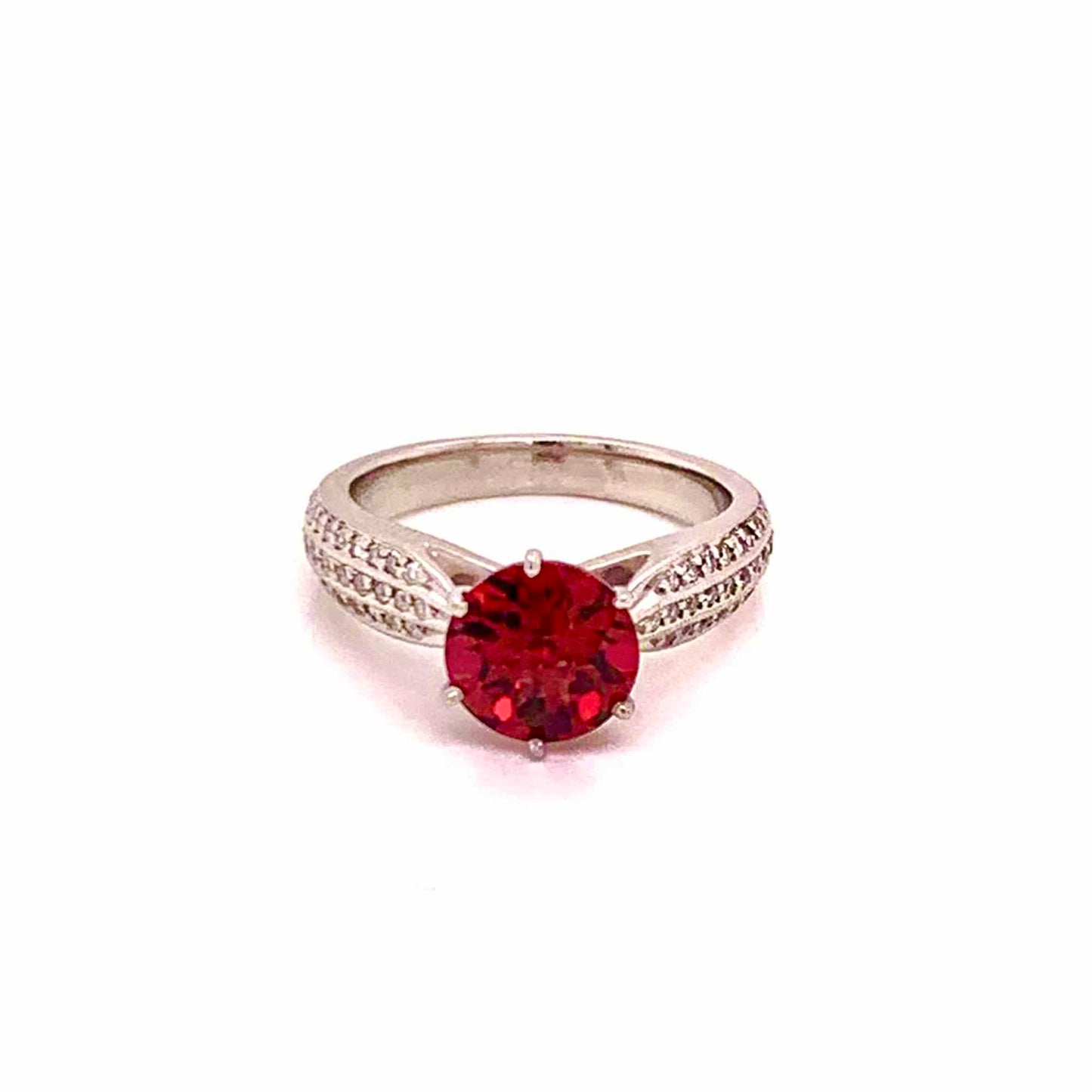 Diamond Platinum Tourmaline Rubellite Ring 5.75 2.43 TCW Certified $4,950 911025 - Certified Fine Jewelry