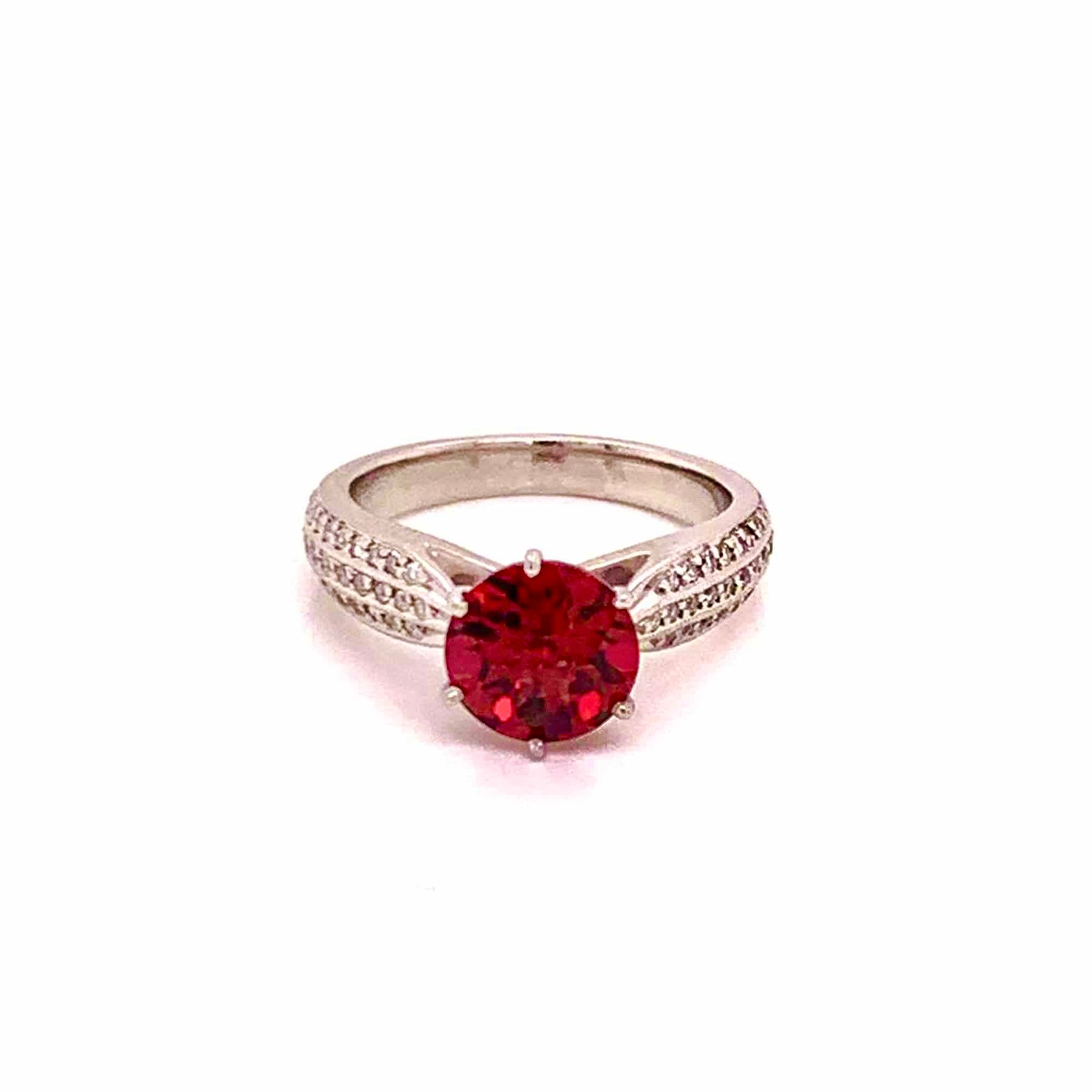 Diamond Platinum Tourmaline Rubellite Ring 5.75 2.43 TCW Certified $4,950 911025 - Certified Fine Jewelry