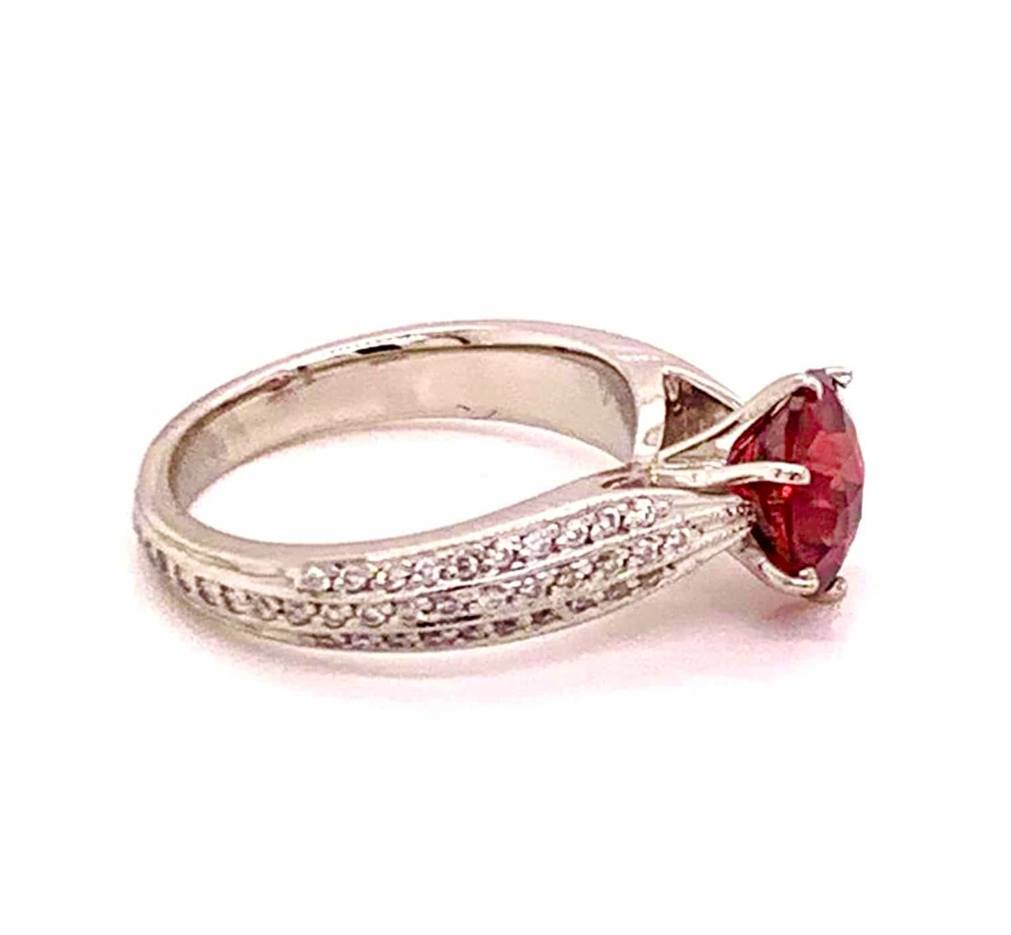 Diamond Platinum Tourmaline Rubellite Ring 5.75 2.43 TCW Certified $4,950 911025 - Certified Fine Jewelry