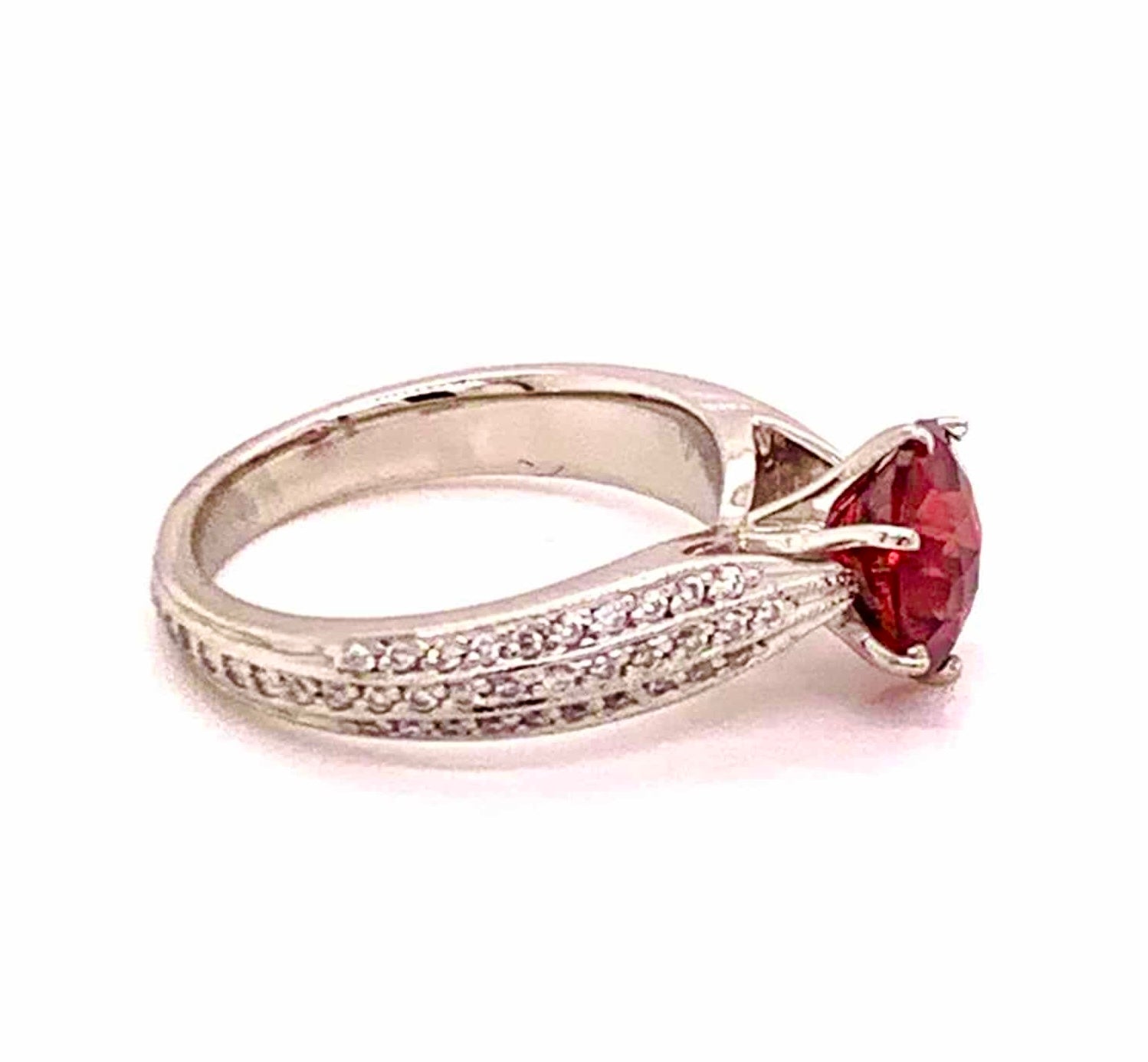 Diamond Platinum Tourmaline Rubellite Ring 5.75 2.43 TCW Certified $4,950 911025 - Certified Fine Jewelry
