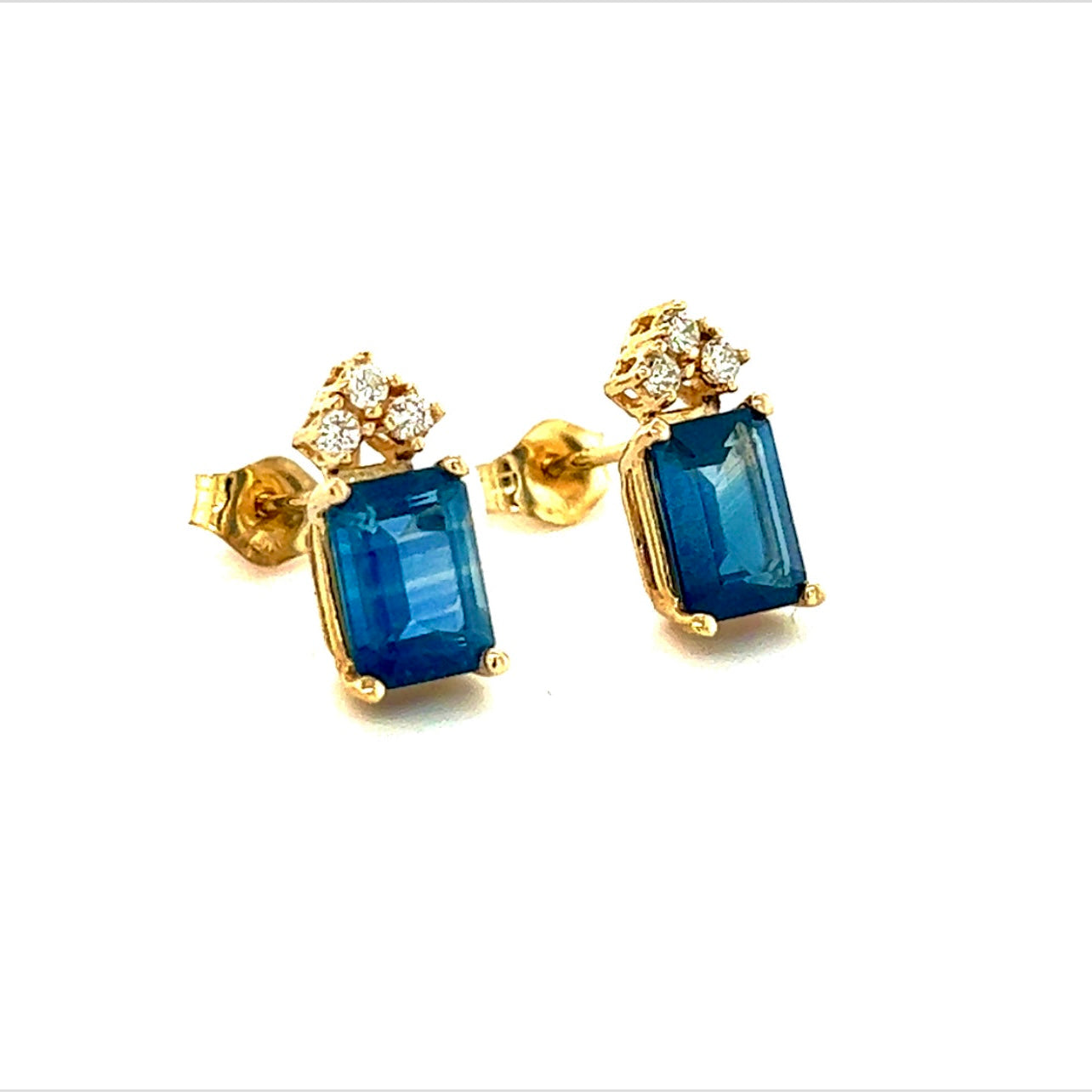 Natural Sapphire Diamond Earrings 14k Gold 2.14 TCW Certified $2,950 121247 - Certified Fine Jewelry