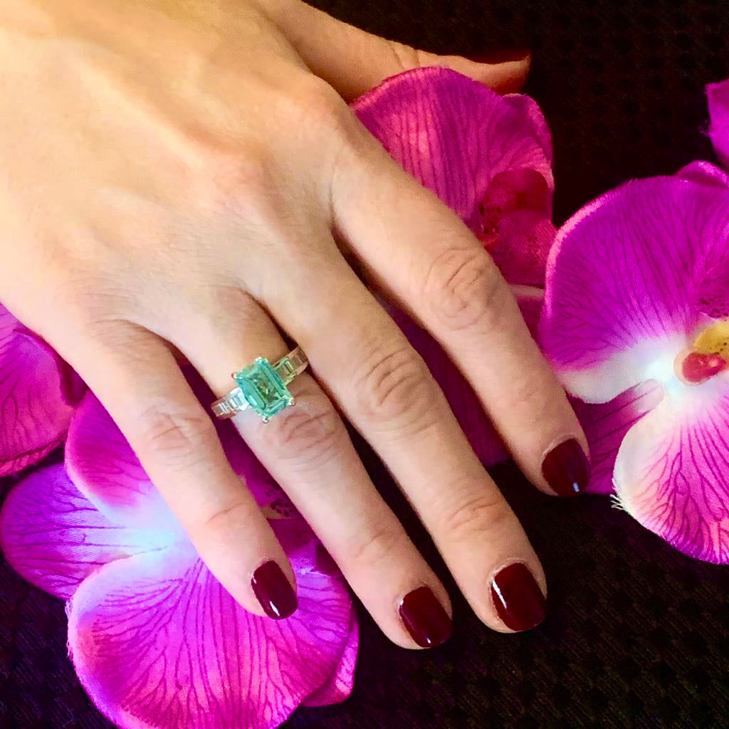 Diamond Aquamarine Ring 3.30TCW 14k Gold Women Certified $4,200 911203 - Certified Fine Jewelry