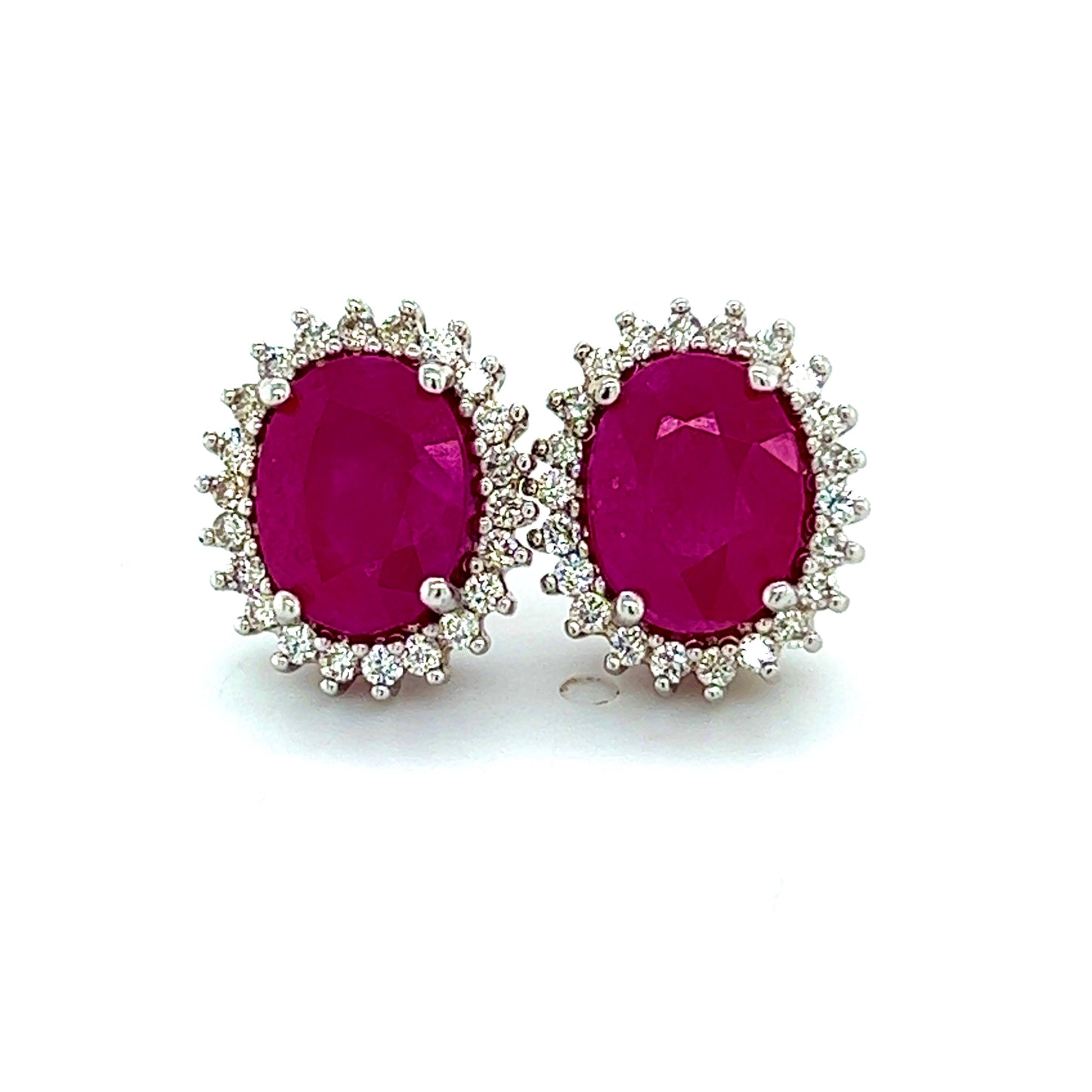 Natural Ruby Diamond Stud Earrings 14k W Gold 5.74 TCW Certified $5,175 211889 - Certified Fine Jewelry