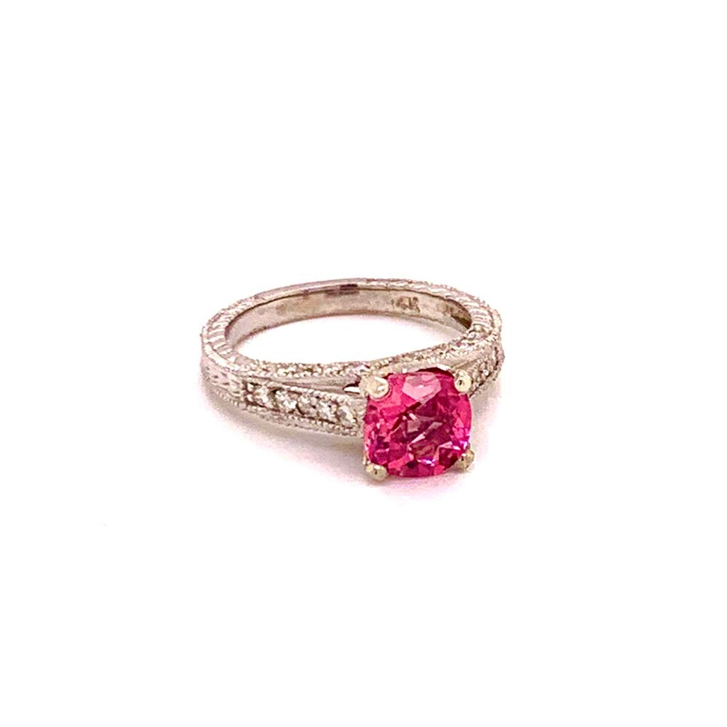 Diamond Pink Tourmaline Rubellite Ring 6.5 14k Gold 2.45 Tcw Certified $3,700 912289 - Certified Fine Jewelry
