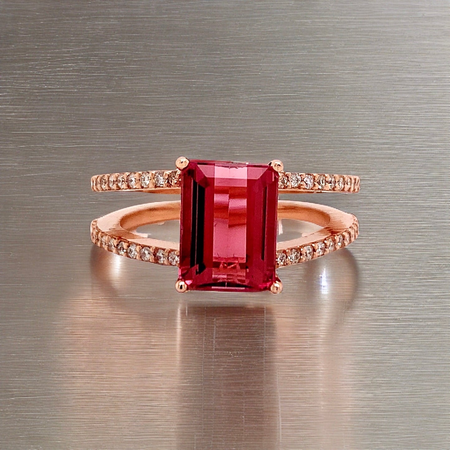Natural Tourmaline Diamond Ring 14k RG 2.2 TCW Certified $4,950 112165 - Certified Fine Jewelry