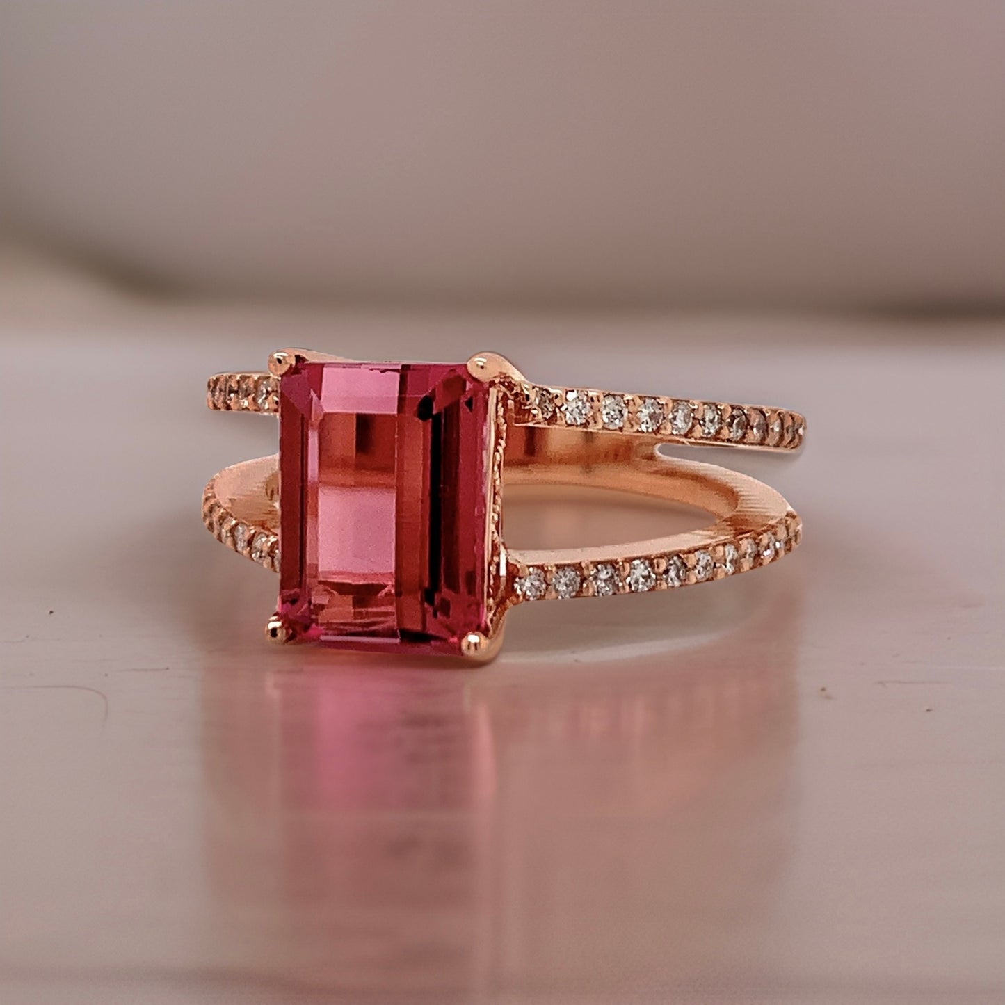 Natural Tourmaline Diamond Ring 14k RG 2.2 TCW Certified $4,950 112165 - Certified Fine Jewelry