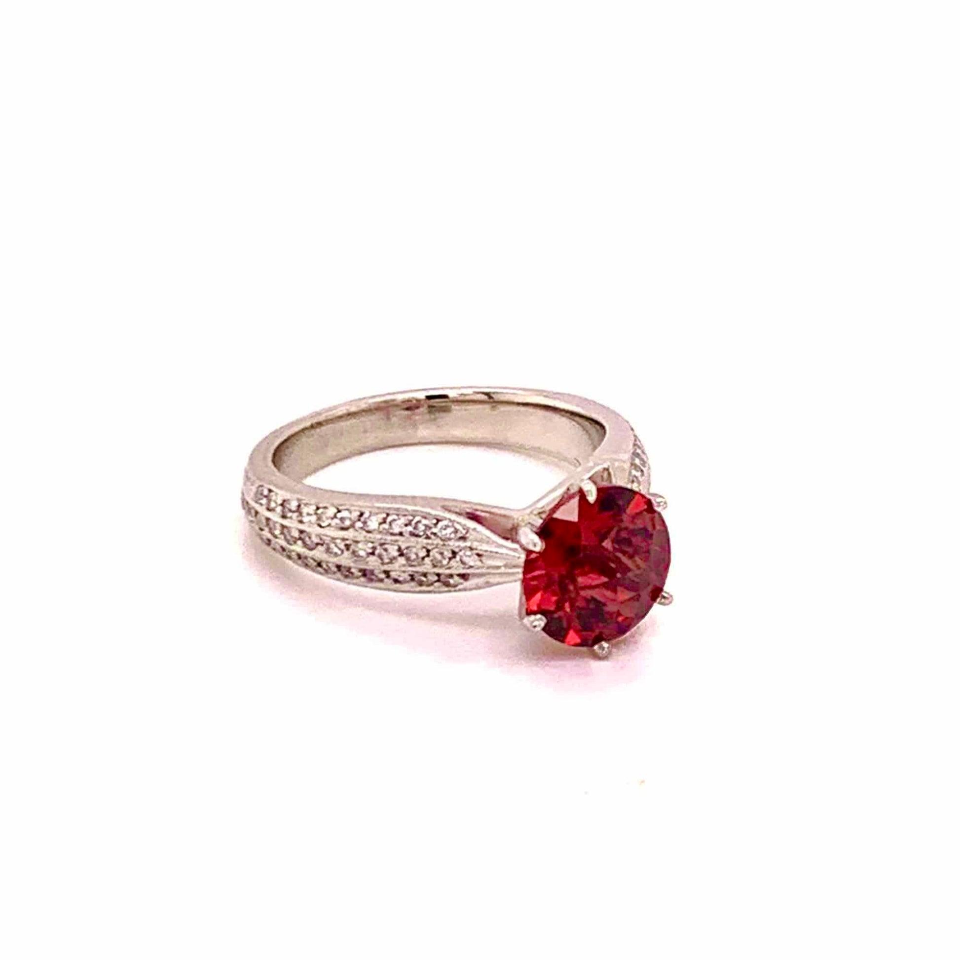 Diamond Platinum Tourmaline Rubellite Ring 5.75 2.43 TCW Certified $4,950 911025 - Certified Fine Jewelry