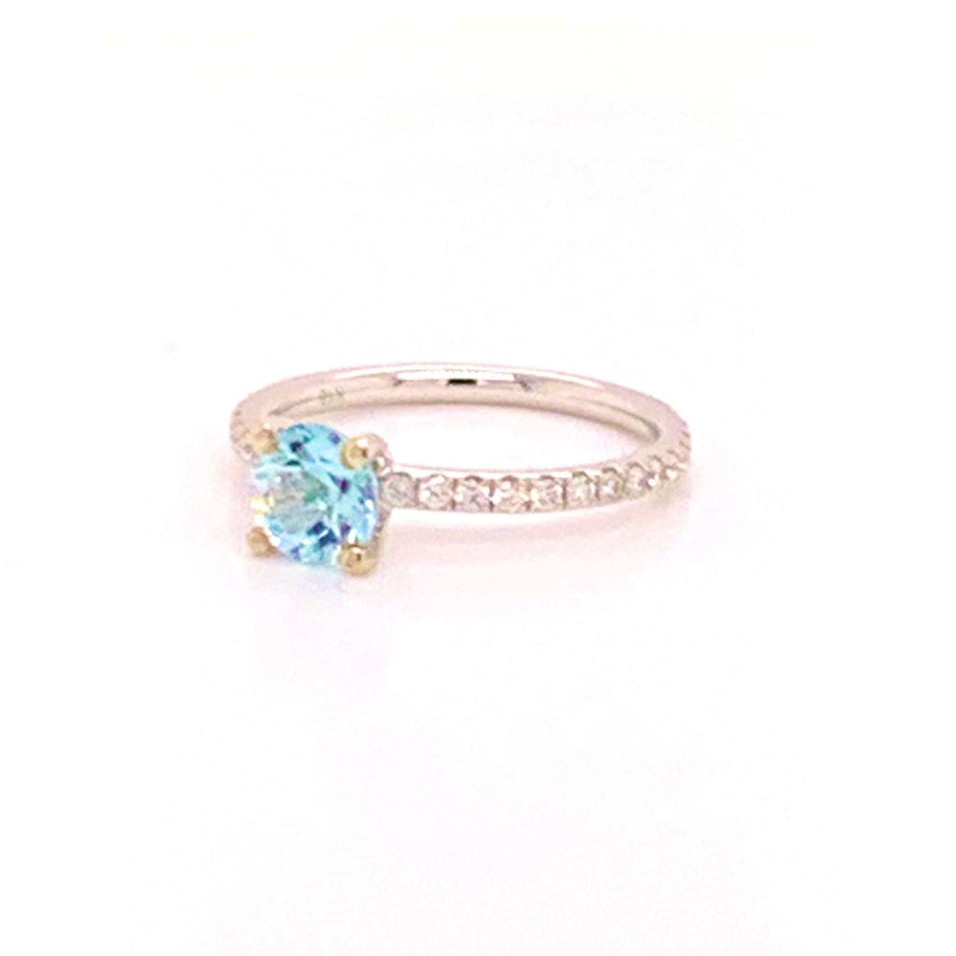Diamond Aquamarine Ring 18k Gold 1.08 TCW Certified $1,800 822592 - Certified Fine Jewelry