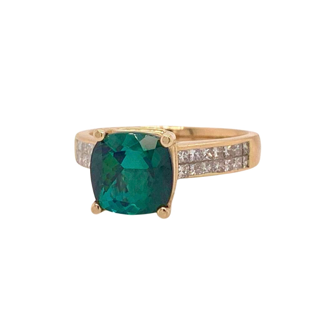 Green Tourmaline Diamond Ring 14 kt 2.80 tcw Certified $3,350 013309 - Certified Fine Jewelry