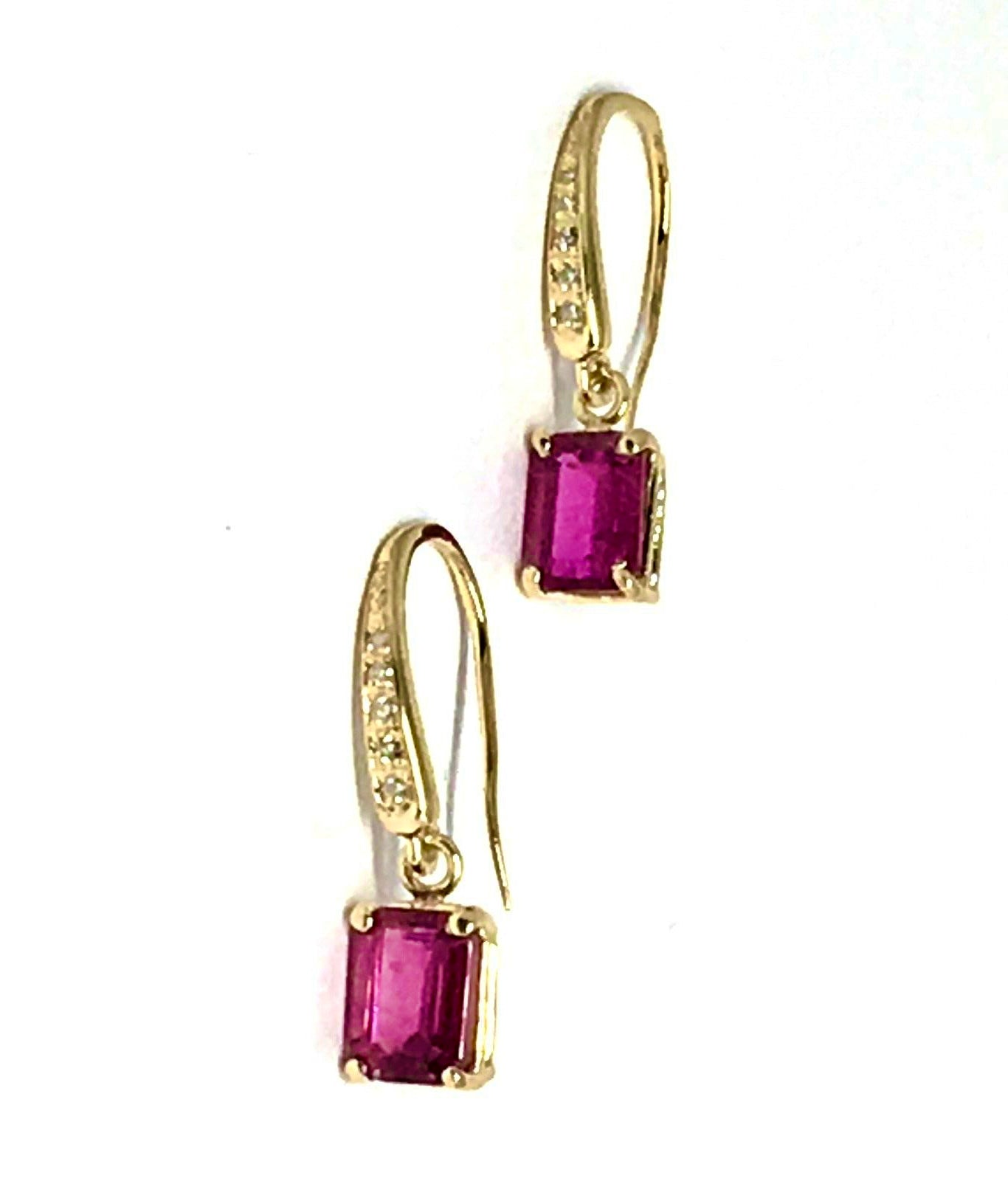 Diamond Rubellite Tourmaline Earrings 14k Gold 2.05 TCW Certified $1,690 821770 - Certified Fine Jewelry